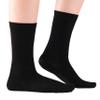 ELYFER Black Diabetic Crew Socks for Women (8 Pairs) Soft Thin Rayon, Wide, Loose Fit, Seamless Toe, Non-Binding, Circulatory, Compression, Moisture-Wicking Cushion Dress Socks Size (5-8.5) view 2