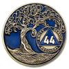 1 to 50 Year Twisted Tree of Life Sobriety Coin - Gold Plated AA Chips & Medallions - 44 Year Sobriety Coin - Translucent Blue view 1