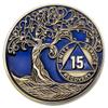 1 to 50 Year Twisted Tree of Life Sobriety Coin - Gold Plated AA Chips & Medallions - 15 Year Sobriety Coin - Translucent Blue view 1