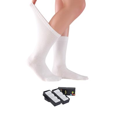 ELYFER White Diabetic Crew Socks for Women (8 Pairs) Soft Thin Bamboo Rayon, Wide, Loose Fit, Seamless Toe, Non-Binding, Circulatory, Compression, Moisture-Wicking Cushion Dress Socks Size (9-12)