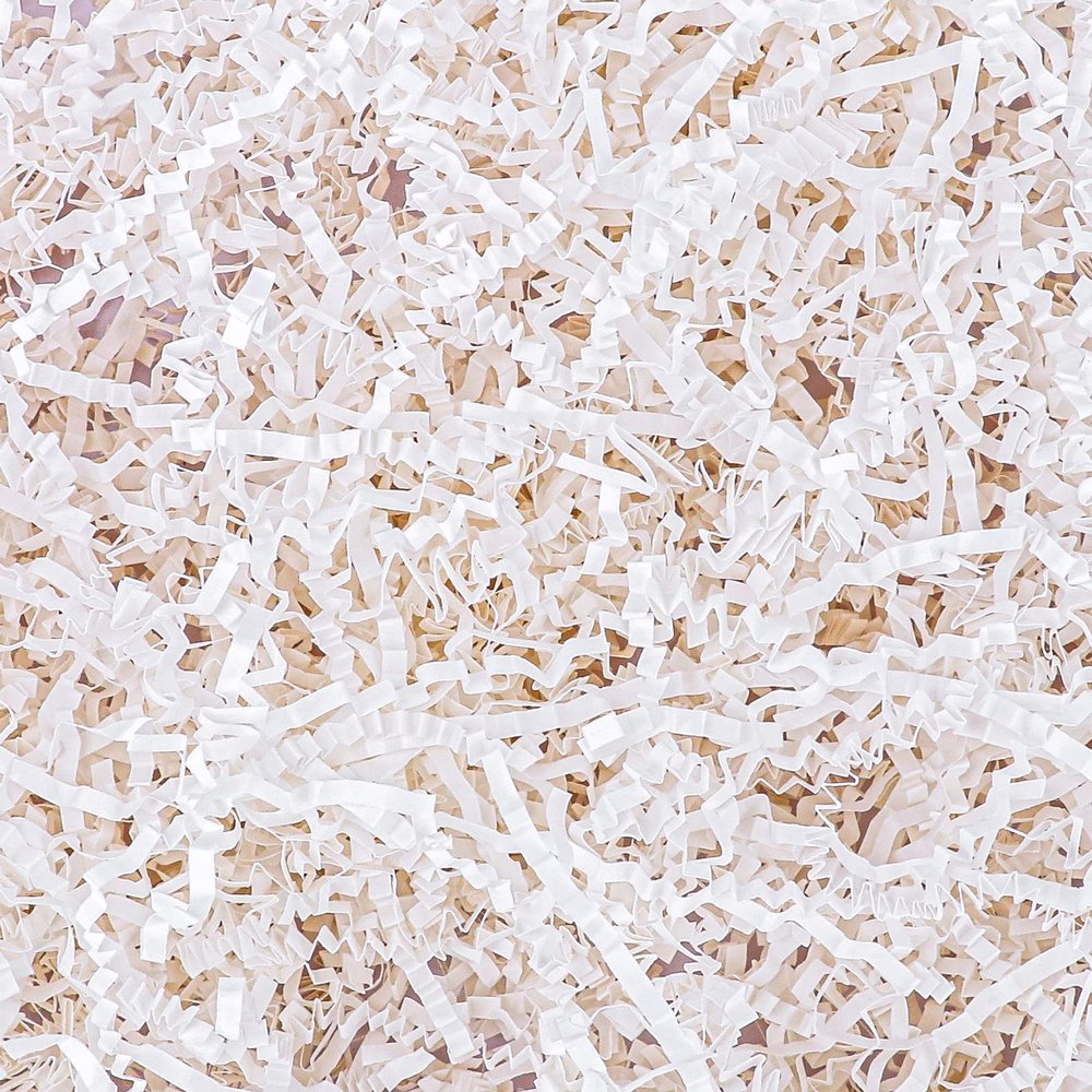 150Grams / 5.3 Oz White Crinkle Cut Paper Shred Filler Gift Boxes Filler Gift Wrapping Gift Basket Filler for Gift Wrapping & Basket Filling