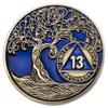 1 to 50 Year Twisted Tree of Life Sobriety Coin - Gold Plated AA Chips & Medallions - 13 Year Sobriety Coin - Translucent Blue view 1