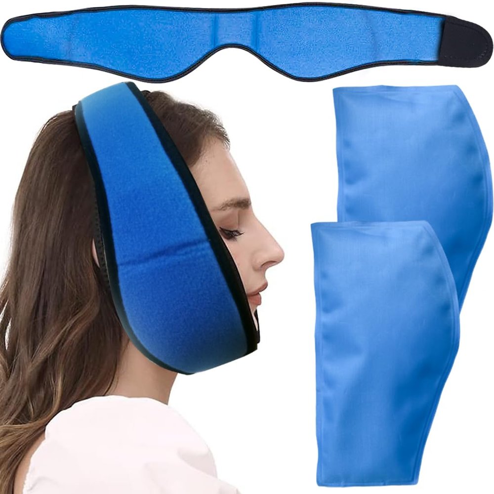 Facial Ice Pack -Face Ice Pack for for Wisdom Teeth, Jaw, Head Wrap and Chin, Relief for Mouth or Oral Pain, Facial Surgery, TMJ Pain Relief  Hot & Cold Therapy for Chin, Headaches, Post Surgery Trea