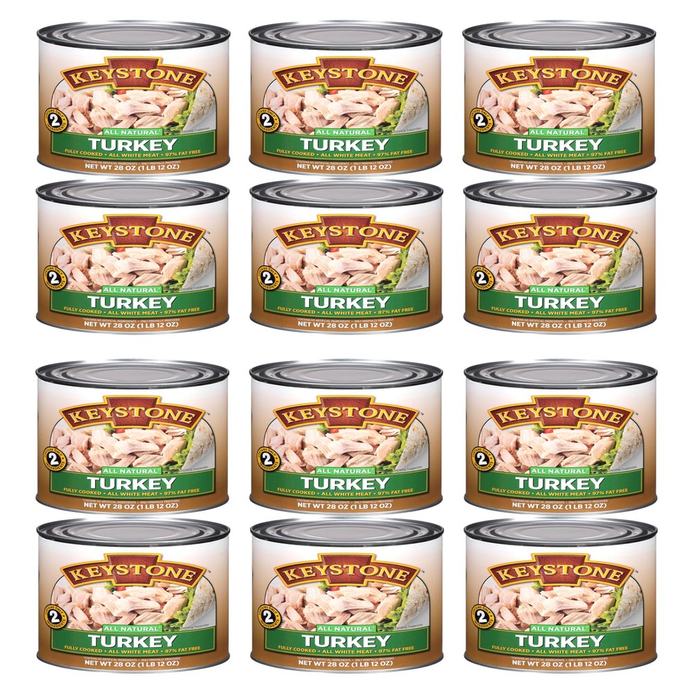 Keystone Meats All Natural Heat and Serve Canned Turkey 28 oz Fully Cooked and Ready to Eat Canned Meat All White Meat Gluten Free Kitchen Essential for Everyday Meals, Emergency Survival Food Shelf Stable for 5 Years Made in the USA