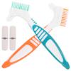 Healvian 2 Sets Travel Toothbrush Set with Portable Toothbrush Cup, Double-Sided Bristles for Effective Cleaning, Compact Cleaning Tool, Orange and Green for Home and Travel view 1