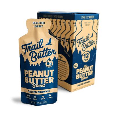 Trail Butter Lil Squeeze Nut Butter Energy Pouches, 1.15oz (12-Pack) Real Food Endurance Fuel, Protein Snack for Hiking, Running, Cycling & Travel 6g of Protein per Pouch Salted Brownie Peanut