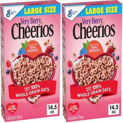 Very Berry Cheerios Breakfast Cereal, Gluten Free, 14.5 oz Box (Pack of 2)