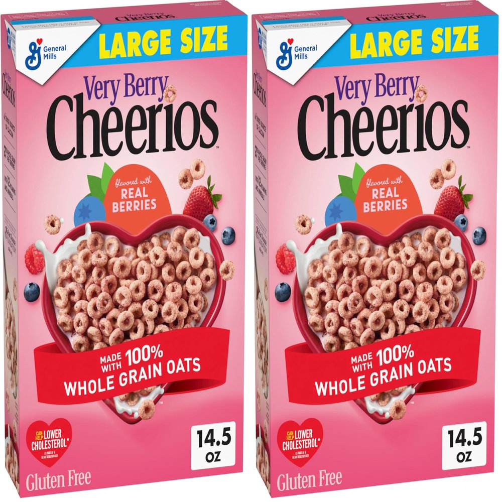 Very Berry Cheerios Breakfast Cereal, Gluten Free, 14.5 oz Box (Pack of 2)