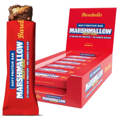 Barebells Soft Protein Bars Rocky Road - 12 Count, 1.9oz Bars - Protein Snacks with 16g of High Protein - Chocolate Protein Bar with 2g of Total Sugars - Soft Protein Snack & Breakfast Bars