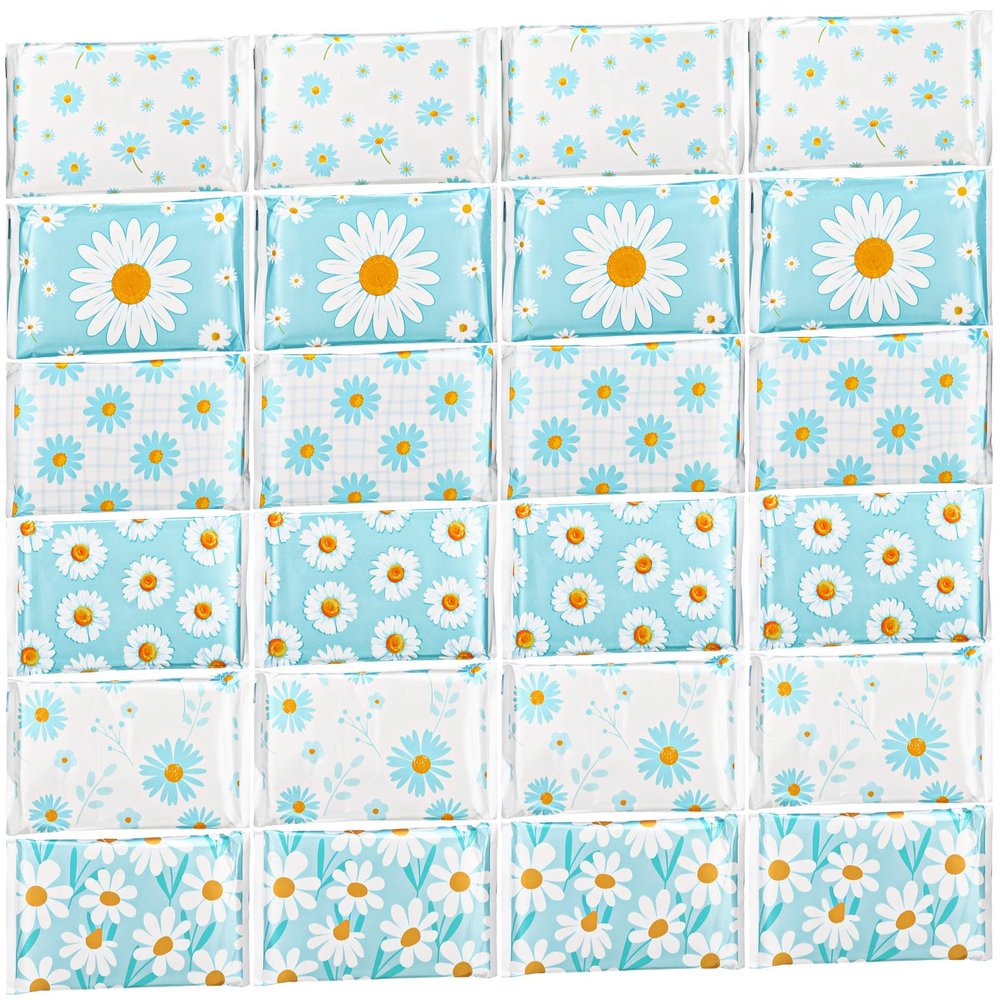 24 Packs Travel Size Tissue Pocket Slim Pack Facial 3 Ply Wallet Size Pocket Tissues for Travel Wedding Party Favors, 6 Styles(Daisy)