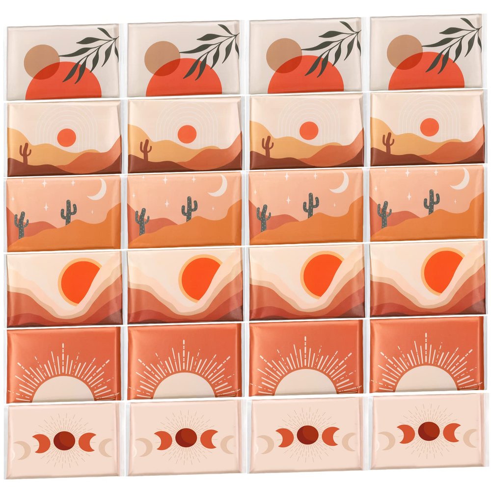 24 Packs Travel Size Tissue Pocket Slim Pack Facial 3 Ply Wallet Size Pocket Tissues for Travel Wedding Party Favors, 6 Styles(Sun Scene)