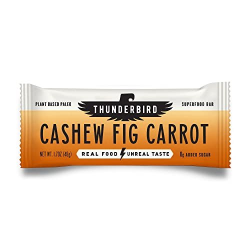 Thunderbird Bars Energy Snack, Gluten-Free with Protein, Healthy Real Food, Vegan Paleo Non-GMO, No Added Sugar, Cashew Fig Carrot Flavor (6 Count, 1.7 oz. Bars)