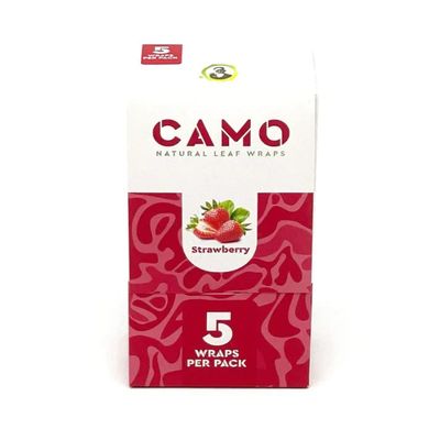 Afghan Natural Leaf Wraps Camo Various Flavors - 125 (25 x 5) Leaf Wraps per Box - (Strawberry) with an Official Camo Cones Sticker