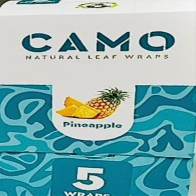 Afghan Natural Leaf Wraps Camo Various Flavors - 125 (25 x 5) Leaf Wraps per Box - (Pineapple) With an Official Camo Cone Sticker