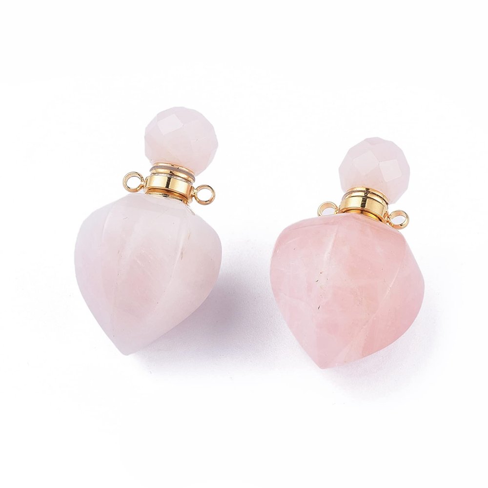 1pc Natural Stone Perfume Bottle Pendant Faceted Gemstone Aromatherapy Essential Oil Hanging Diffuser Vial Ornament for Jewelry Making