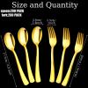 400 Pcs Plastic Silverware Utensils Heavy Duty Cutlery Set Disposable Spoons and Forks Bulk, 200 Pcs Forks and 200 Pcs Spoons for Party Dinners Take out Catering Supplies (Gold) view 2