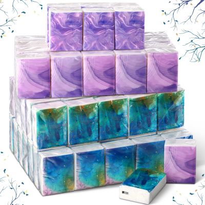 100 Packs 700 Sheets Pocket Tissue Packs Travel Tissue Packs Soft Facial Tissues Pocket Sized Travel Facial Tissue 3 ply Paper Individual Tissues Packs for Travelling Wedding Holiday (Cute Style)