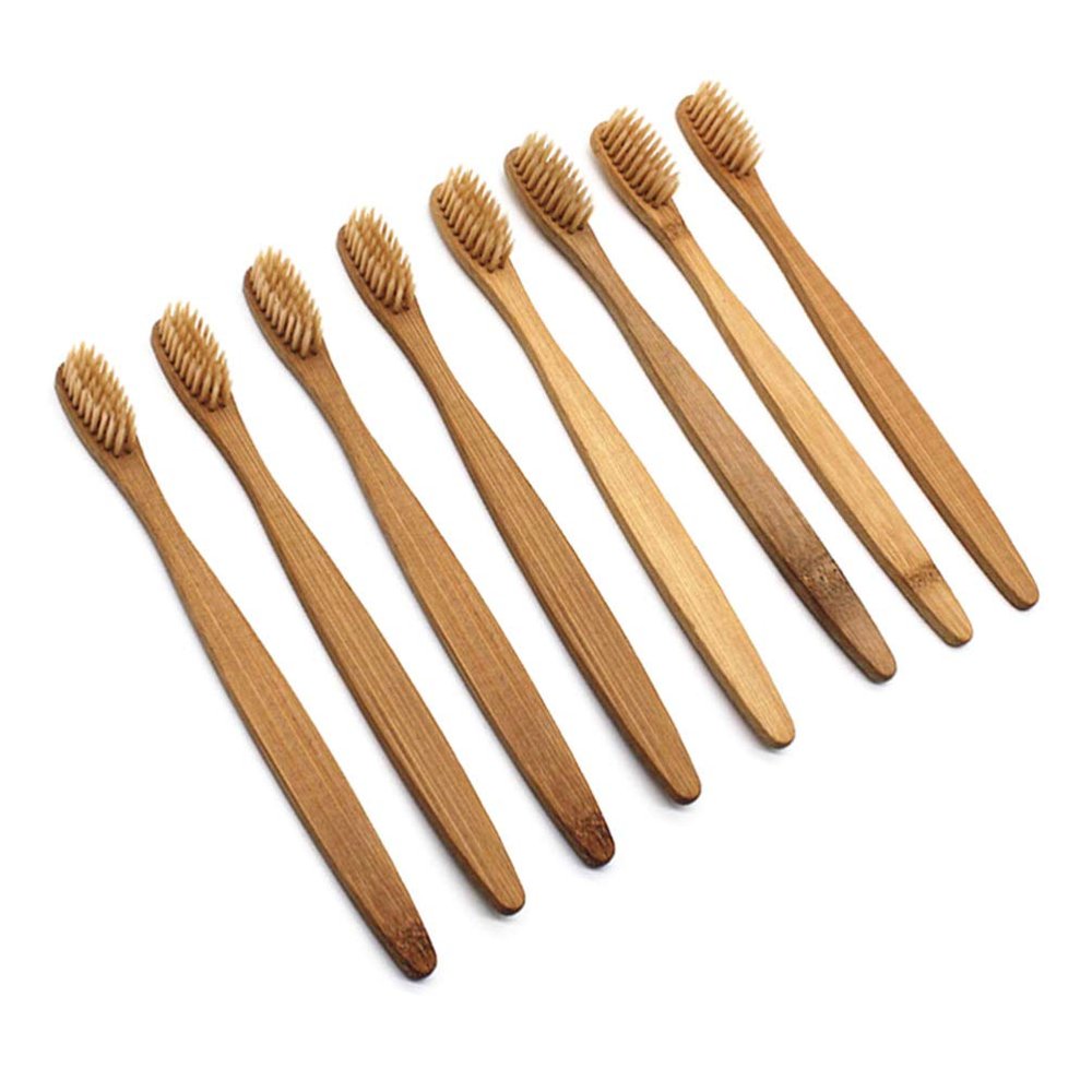 COHEALI 8pcs Bamboo Toothbrush Natural Wooden Toothbrushes with Soft Bristles for Adults Oral Care Ergonomic Design