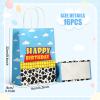 16 Pcs Cartoon Story Party Favor Bags, Cow Pattern Goodie Treat Bags, Blue Sky White Cloud Kraft Paper Candy Gift Bags With Handle for Kids Birthday Party Decorations view 2