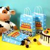 16 Pcs Cartoon Story Party Favor Bags, Cow Pattern Goodie Treat Bags, Blue Sky White Cloud Kraft Paper Candy Gift Bags With Handle for Kids Birthday Party Decorations view 4