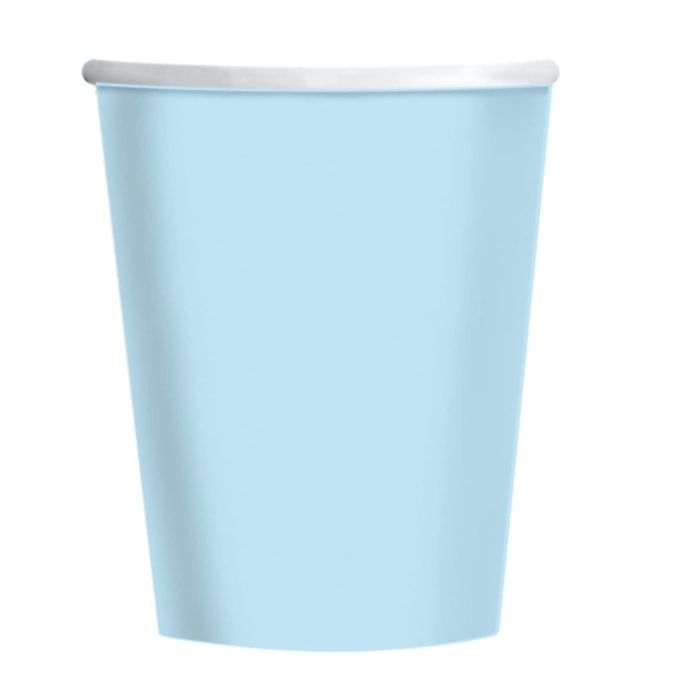 amscan 9915403-218-66 - Clear Sky Blue Eco-Friendly Recyclable Paper Cups - 8 Pack