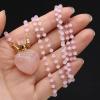 22x36x13mm Natural Rose Quartz Pendant Necklace Charm Essential Oil Diffuser Pendant Necklace Ladies Jewellery,Rose Quartz,80 Cm view 1