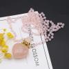 22x36x13mm Natural Rose Quartz Pendant Necklace Charm Essential Oil Diffuser Pendant Necklace Ladies Jewellery,Rose Quartz,80 Cm view 2