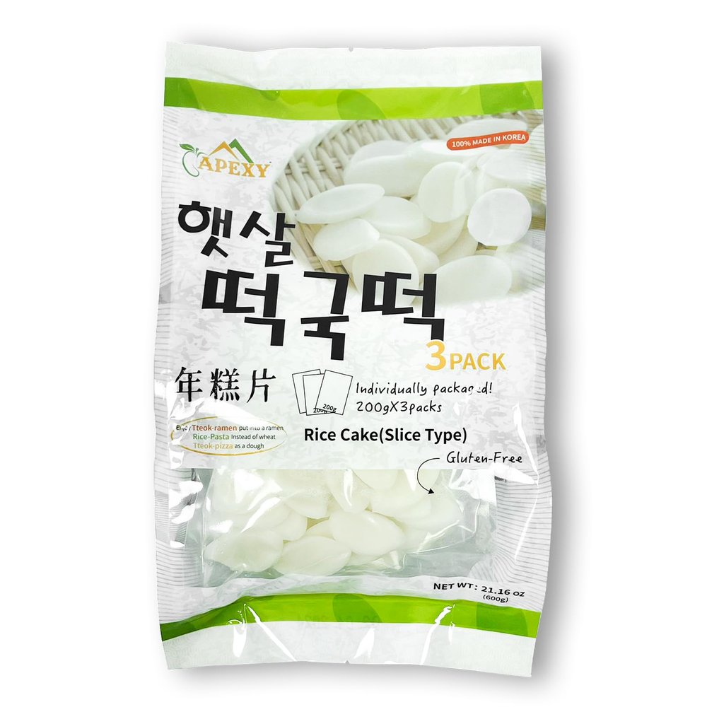 Apexy Korean Rice Cake Tteokbokkik Rice Cake, Chewy Tteok, Authentic Korean Street Food Snack, Perfect with Cheese and Ramen Noodles, No MSG, No Corn Syrup, Vegan and Gluten Free, Non-GMO 21.16 oz Pack of 2