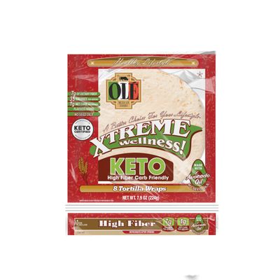 Ol Xtreme Wellness White Keto Certified | 5.5" Size Flour Tortillas |Keto Certified |Carb Friendly | 7.9 oz.| 8 Count (Pack of 4)