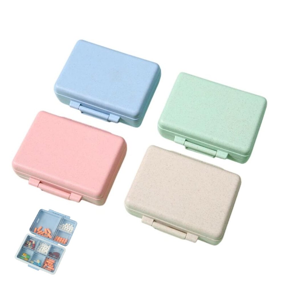2023 New Daily Pill Organizer, 9 Compartments Portable Sealed Pill Box, Travel Pill Organizer, Waterproof Design Pill Box for Wallet Pocket to Hold Vitamins, Cod Liver Oil & Medications (I-4PC)