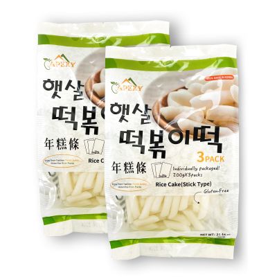 Apexy Korean Rice Cake Tteokbokkik Rice Cake, Chewy Tteok, Authentic Korean Street Food Snack, Perfect with Cheese and Ramen Noodles, No MSG, and Gluten Free, Non-GMO 21.16 oz Pack of 2