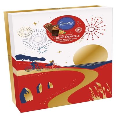 Gavottes - Assorted Crpes Dentelles French (Crispy Lace Crepes) from Brittany (Bicycle cardboard box) - 14oz/ 400gr
