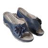 3D Floral Cutout Women's Leather Soft Insole Orthopedic Arch Support Sandals, Retro Bohemian Wedge Slippers, Suede Moccasins. (Blue,9) view 1