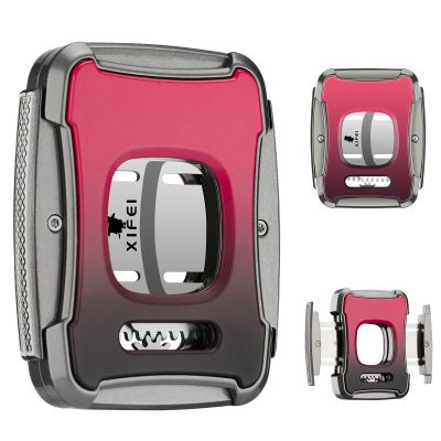 XIFEI Cigar Cutter Guillotine Stainless Steel Double Blade Cigar Clippers Straight Cut Ergonomic Design Secure-Lock Cigar Accessories,Cigar Gifts for Men,Cuts Up Most Size of Cigars (Red)