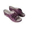 3D Floral Cutout Women's Leather Soft Insole Orthopedic Arch Support Sandals, Retro Bohemian Wedge Slippers, Suede Moccasins. (Purple,6) view 1