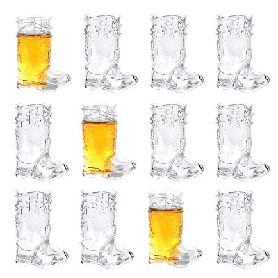 YAXINRUI Cowboy Boot Shot Glasses - 12 Pcs 1 Oz Mini Plastic Cowboy Shot Glasses Boot Cups for Cowboy Theme Parties Decorations, Bachelorette Party Supplies, Wedding and Birthday Mother's Day Decor