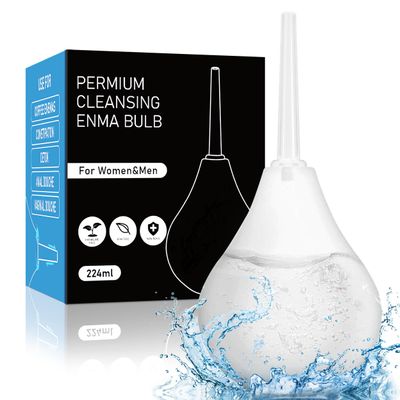 Anal Douche Bottles Kit Reusable - Enema Bulb Douche , Travel Anal Cleaner Enema Bulb for Men Colon Cleansing,224ml (White)