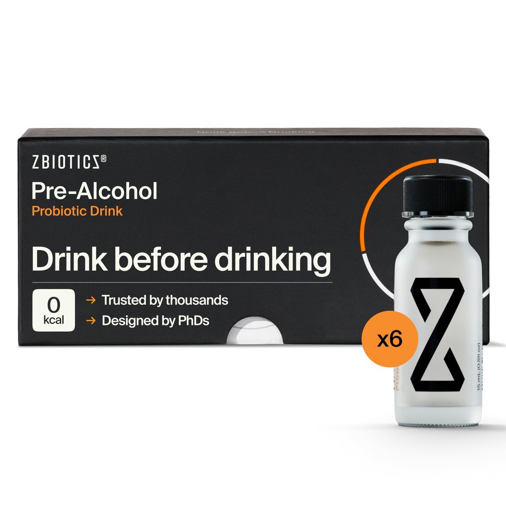 ZBiotics Feel Better After Drinking, Wake Up Refreshed, Science-Backed, Patented Probiotic for Easier Mornings, Travel-Friendly, 6-Pack of 0.5 Fl Oz Bottles