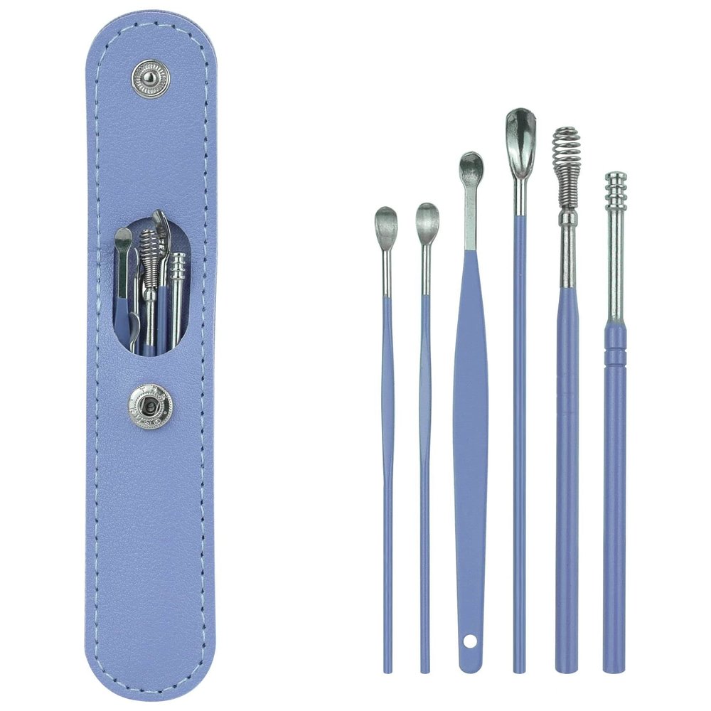 1 Pack 6 Pcs Ear Wax Removal Kit, Ear Cleaning Kit, Ear Pick Earwax Removal Tool, Ear Cleaner (Blue) (1)