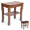 StrongTek Bamboo Shower Bench Seat with Cushion, Shower Stool with Storage Shelf, Lightweight, Non-Slip, Quick-Drain Design, 350 lbs Capacity, Ideal for Bathroom, Spa, Sauna, Living Room view 1