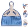 cobee Small Broom and Dustpan Cleaning Set, Mini Whisk Dustpan and Brush with Handle Portable Table Top Dust Pan Dining Table Crumb Sweeper Cleaning Tools with Soft Bristles for Housekeeping(Blue) view 1