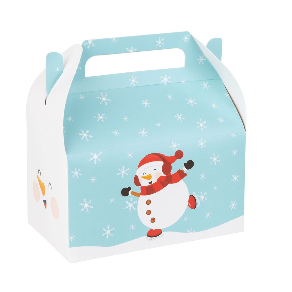 Hammont Snowman Party Favor Treat Boxes - 10 Pack Easy Assemble Themed Gable Boxes, Cookie Box for Gift Giving, Baby Shower Favors, Birthday & Holiday Dcor 6.25x3.75x3.5 Inches