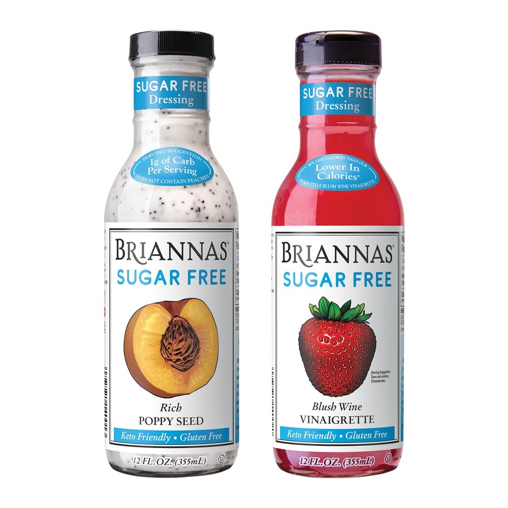 BRIANNAS - Sugar Free Rich Poppy Seed Dressing & Sugar Free Blush Wine Vinaigrette Dressing - Lower Calorie, Gluten Free, & Kosher Salad Dressing made with Premium Ingredients - 12 oz. Bottles - 2