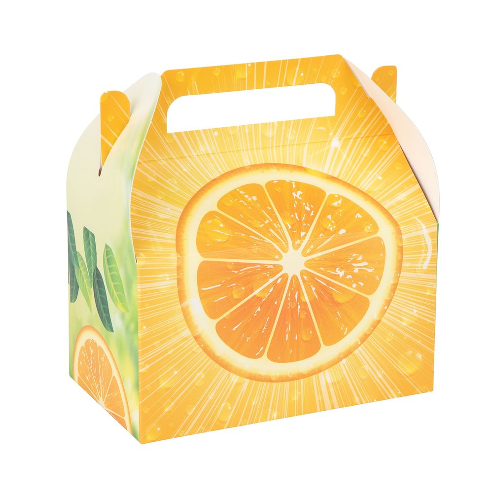 Hammont Orange Party Favor Treat Boxes - 10 Pack - Easy Assemble Orange Themed Gable Boxes, Cookie Box for Gift Giving, Baby Shower Party Favors, Birthday & Holiday Party Dcor - 6.25x3.75x3.5 Inches