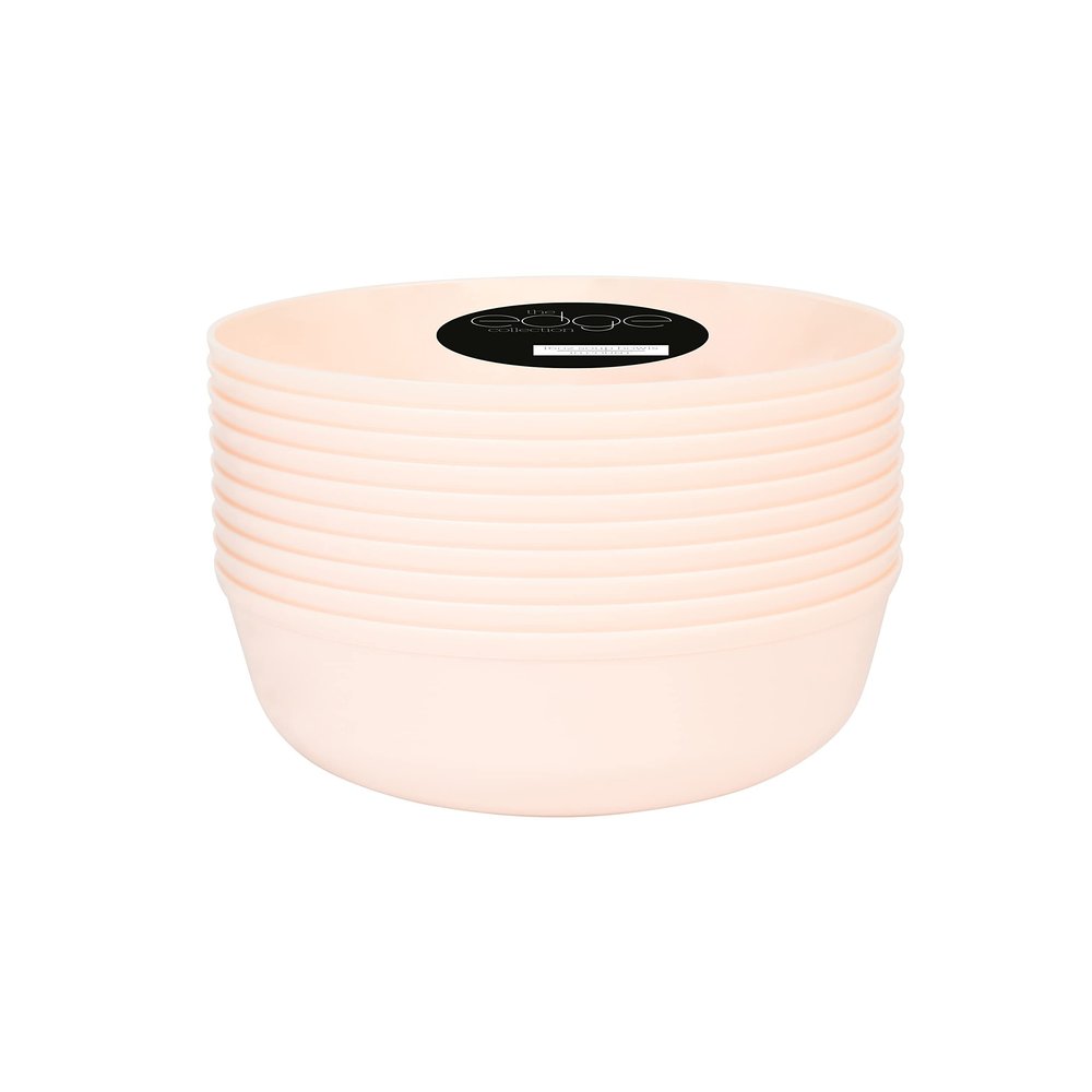 [30 Pack 16 OZ Bowls] Edge Collection Pink Plastic Party Soup Bowls Premium heavyweight Elegant Disposable Tableware Dishes