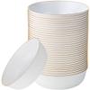 [30 Pack 16 OZ Bowls] Edge Collection White with Gold Rim Plastic Party Soup Bowls Premium heavyweight Elegant Disposable Tableware Dishes view 1
