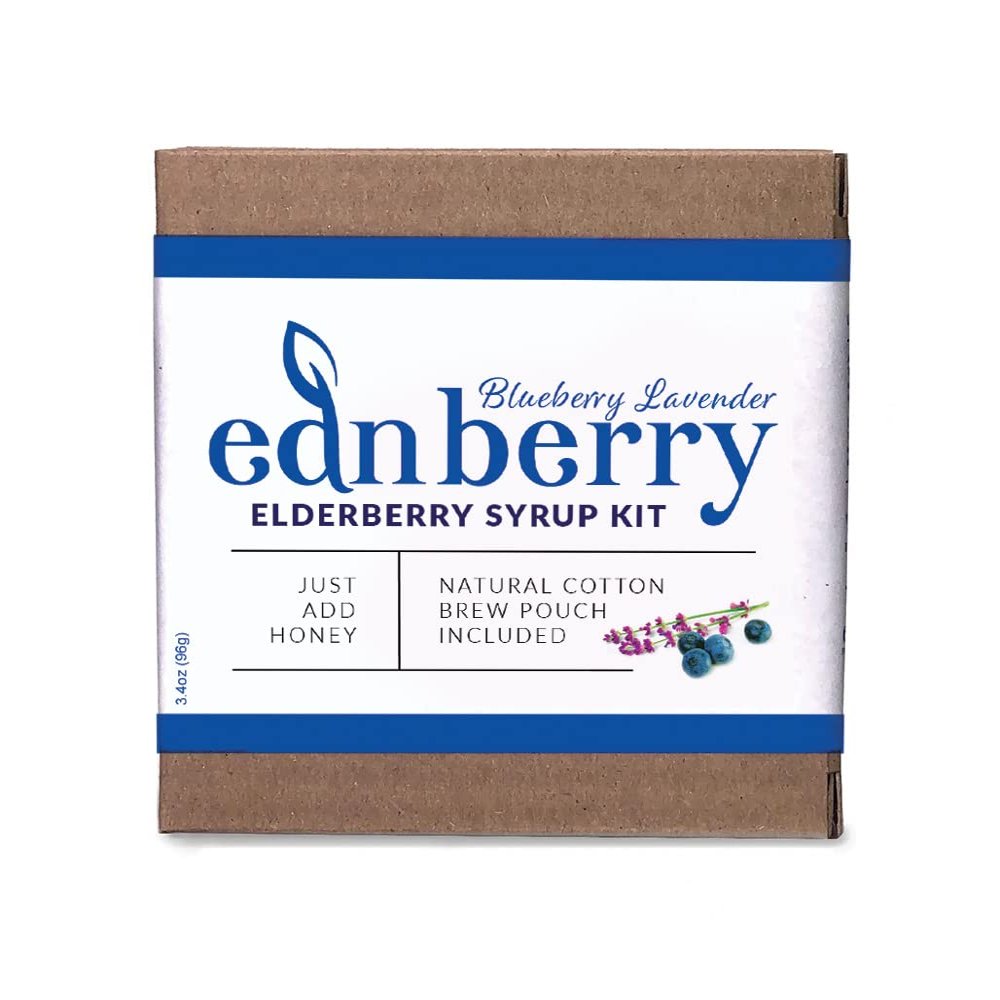 Ednberry Blueberry Lavender Premium Organic Elderberry Syrup Kit Makes 32 oz - Stronger Than Elderberry Gummies!