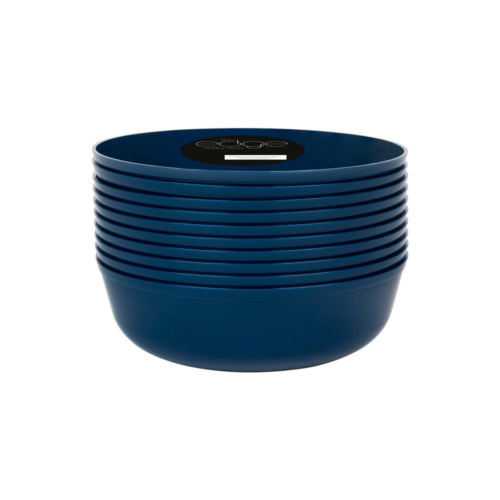 [30 Pack 16 OZ Bowls] Edge Collection Navy Blue Plastic Party Soup Bowls Premium heavyweight Elegant Disposable Tableware Dishes
