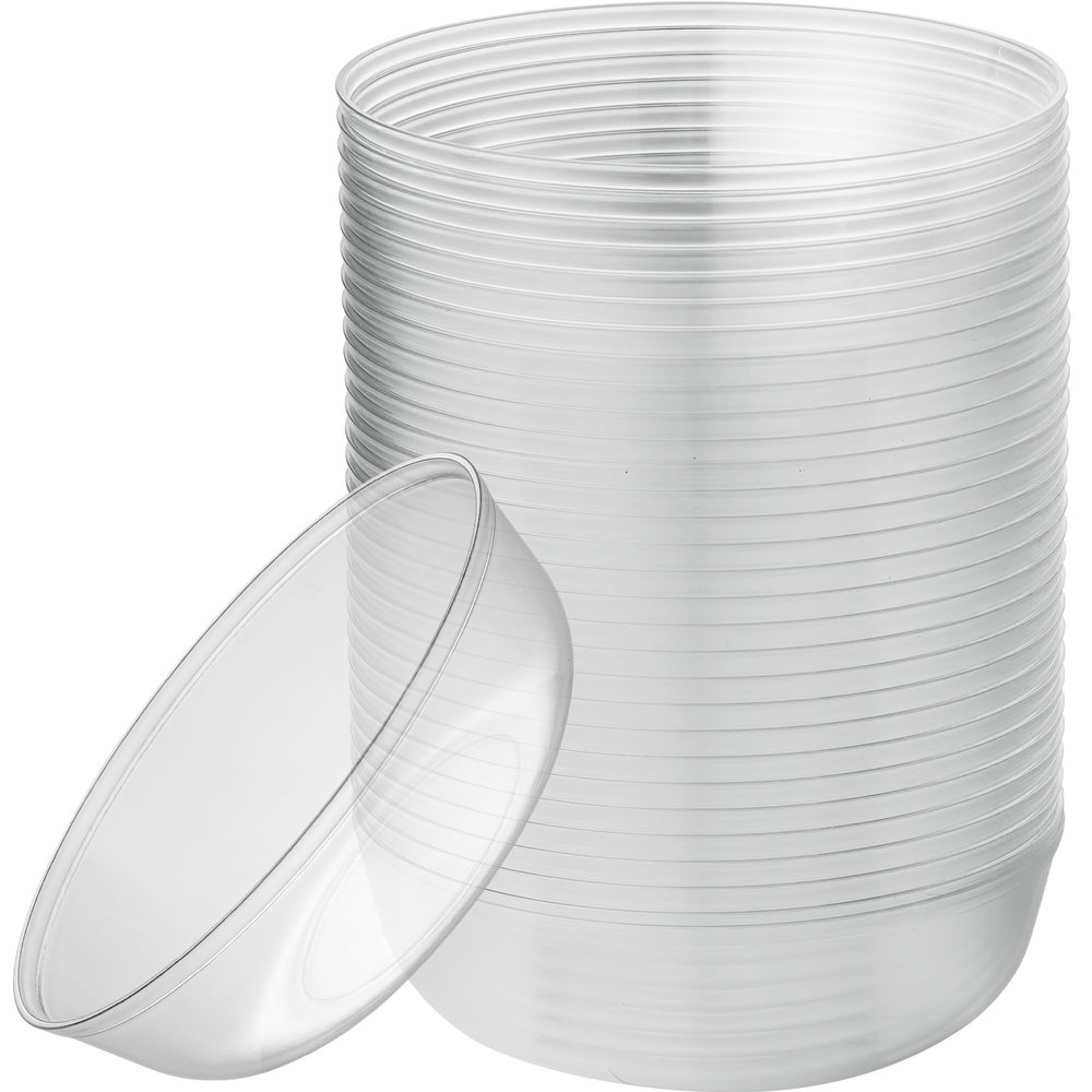 [30 Pack 16 OZ Bowls] Edge Collection Clear Plastic Party Bowls Premium heavyweight Elegant Disposable Tableware Dishes