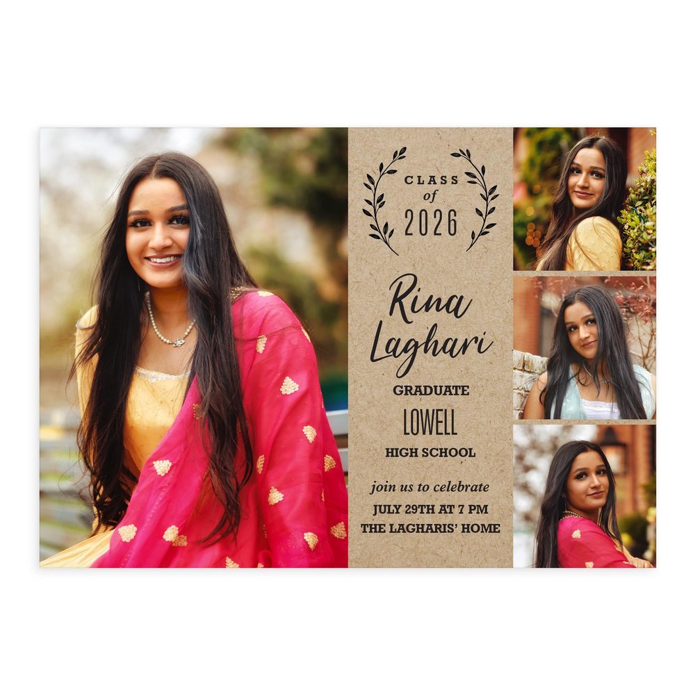 Let's Make Memories Personalized Graduation Announcements Class of 2026 or Any Year - Premium Quality Invitations - 5x7 - Custom Photo Cards & White Envelopes - Modern Laurel - 75 Cards